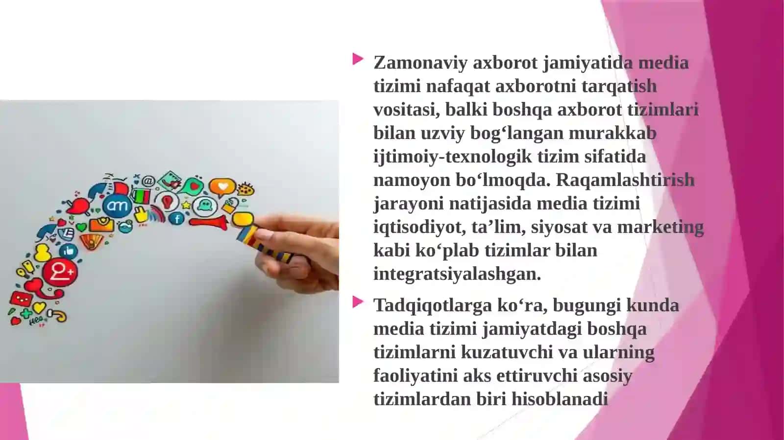 Medianing boshqa axborot tizimlari bilan o'zaro munosabati 2