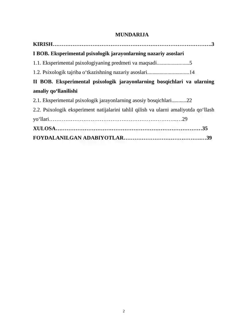 Eksperimental psixologik jarayonlar bosqichlari 2