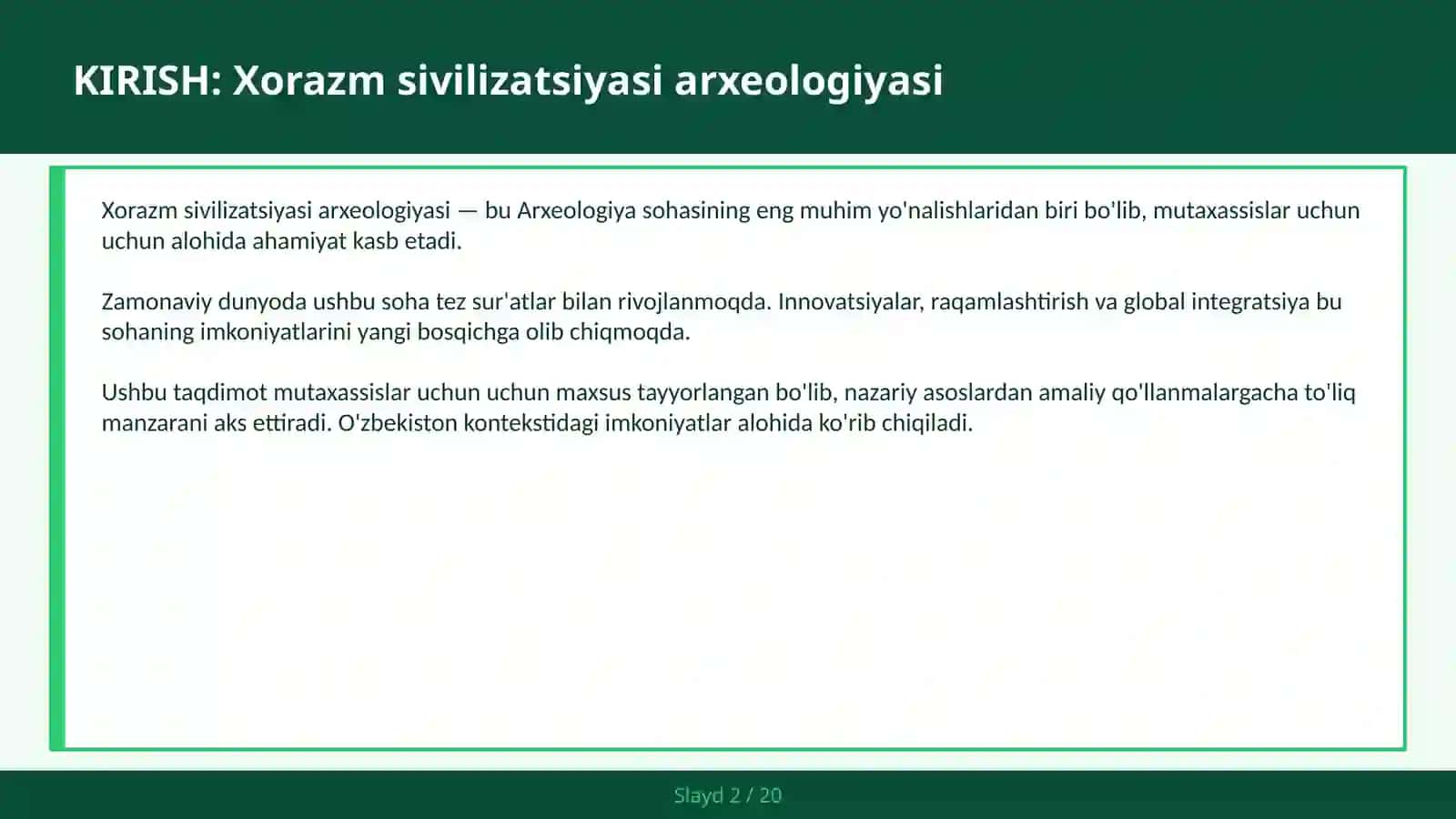 XORAZM SIVILIZATSIYASI ARXEOLOGIYASI 2