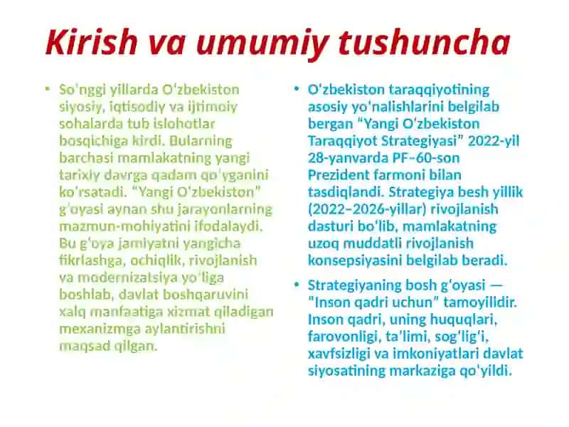 YANGI O‘ZBEKISTON TARAQQIYOT STRATEGIYASI (2022–2026-YILLAR) 2