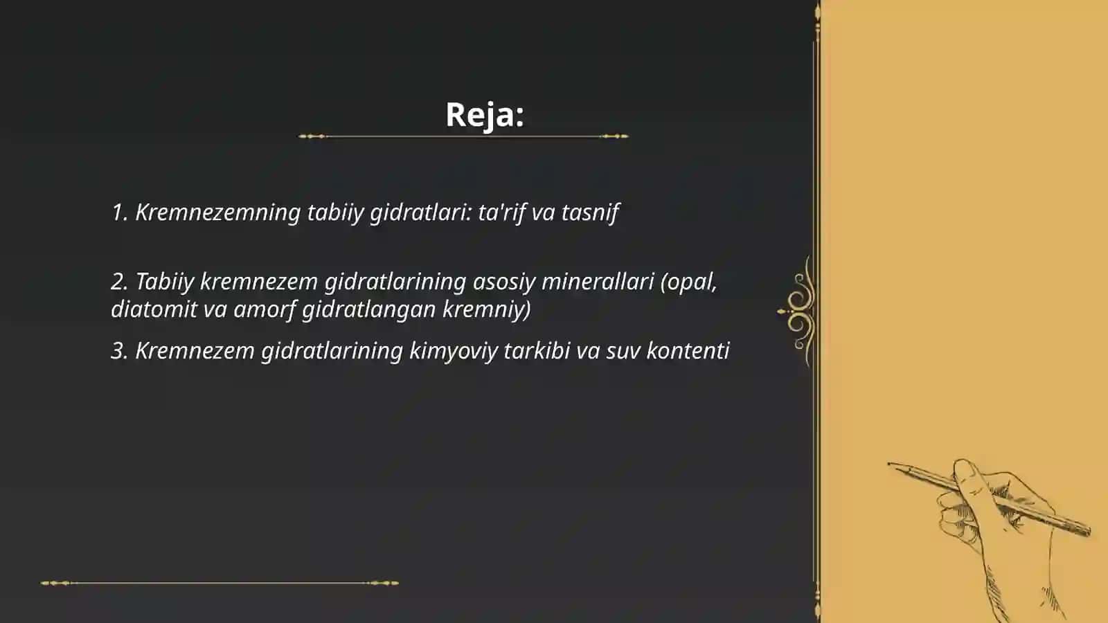 Kremnezemning tabiiy gidratlari haqida maʼlumot to'plash 2