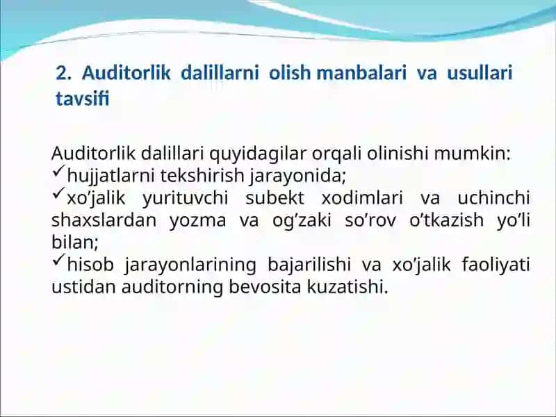Auditorlik dalillarini yigʻish 2 2