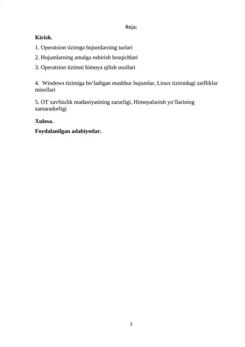 Operatsion tizimga bо'ladigan hujumlar 2