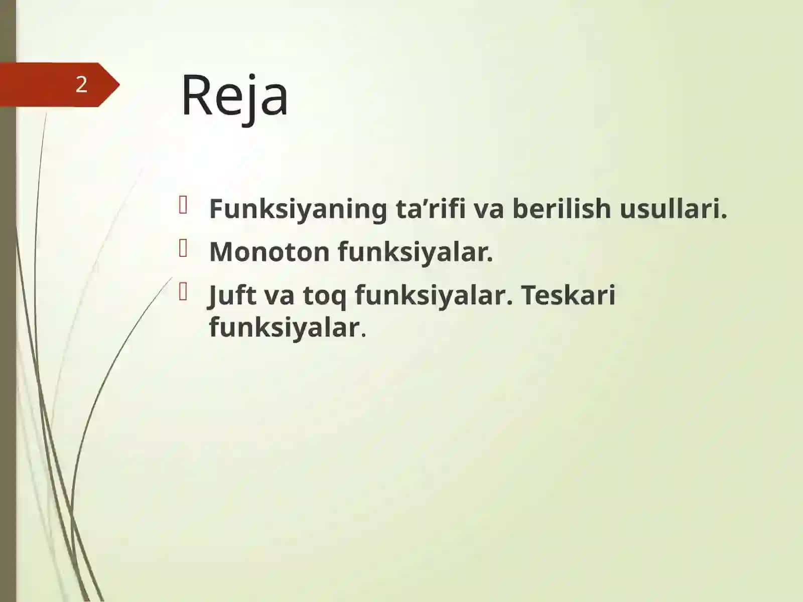 FUNKSIYA TUSHUNCHASI 2