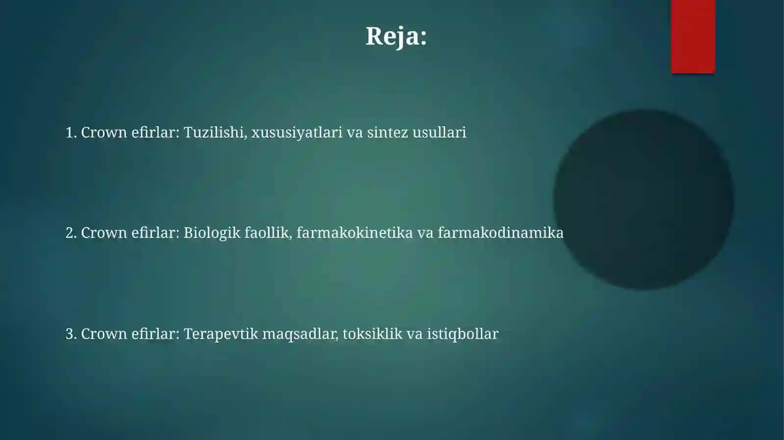 Kraun efirlar - dori vositalari sifatida 2
