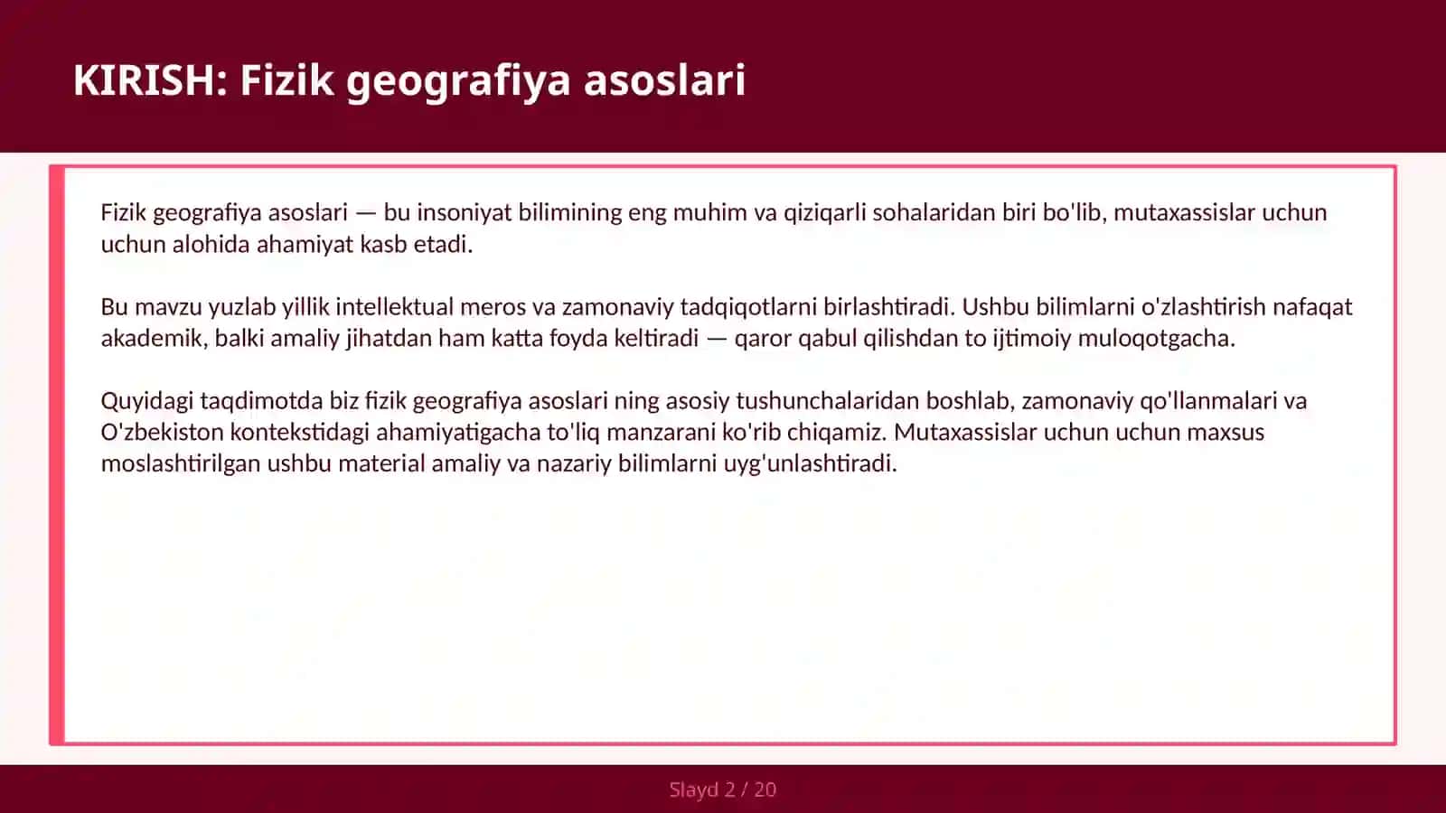 FIZIK GEOGRAFIYA ASOSLARI 2