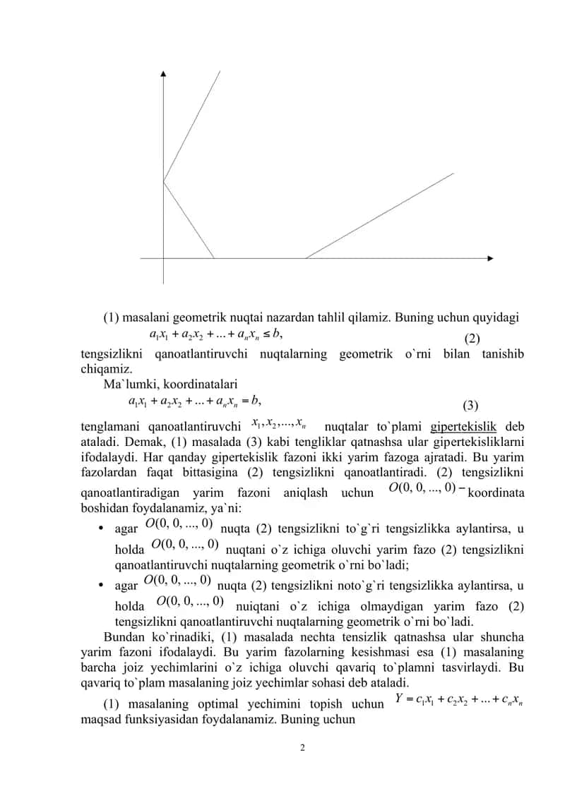 Chiziqli programmalashtirish masalasining geometrik talqini 2