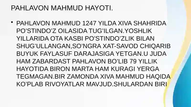 PAHLAVON MAHMUD HAYOTI. 2