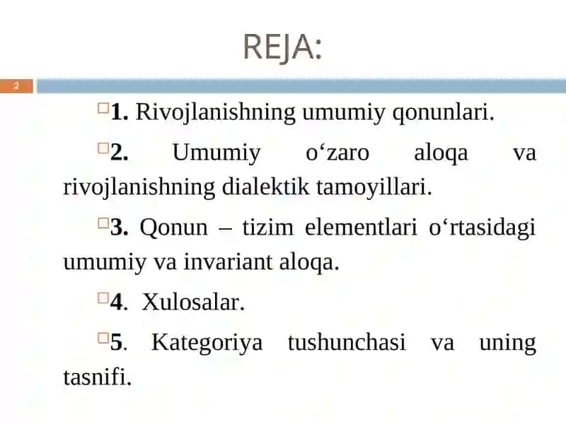 Rivojlanishning umumiy qonunlari 2