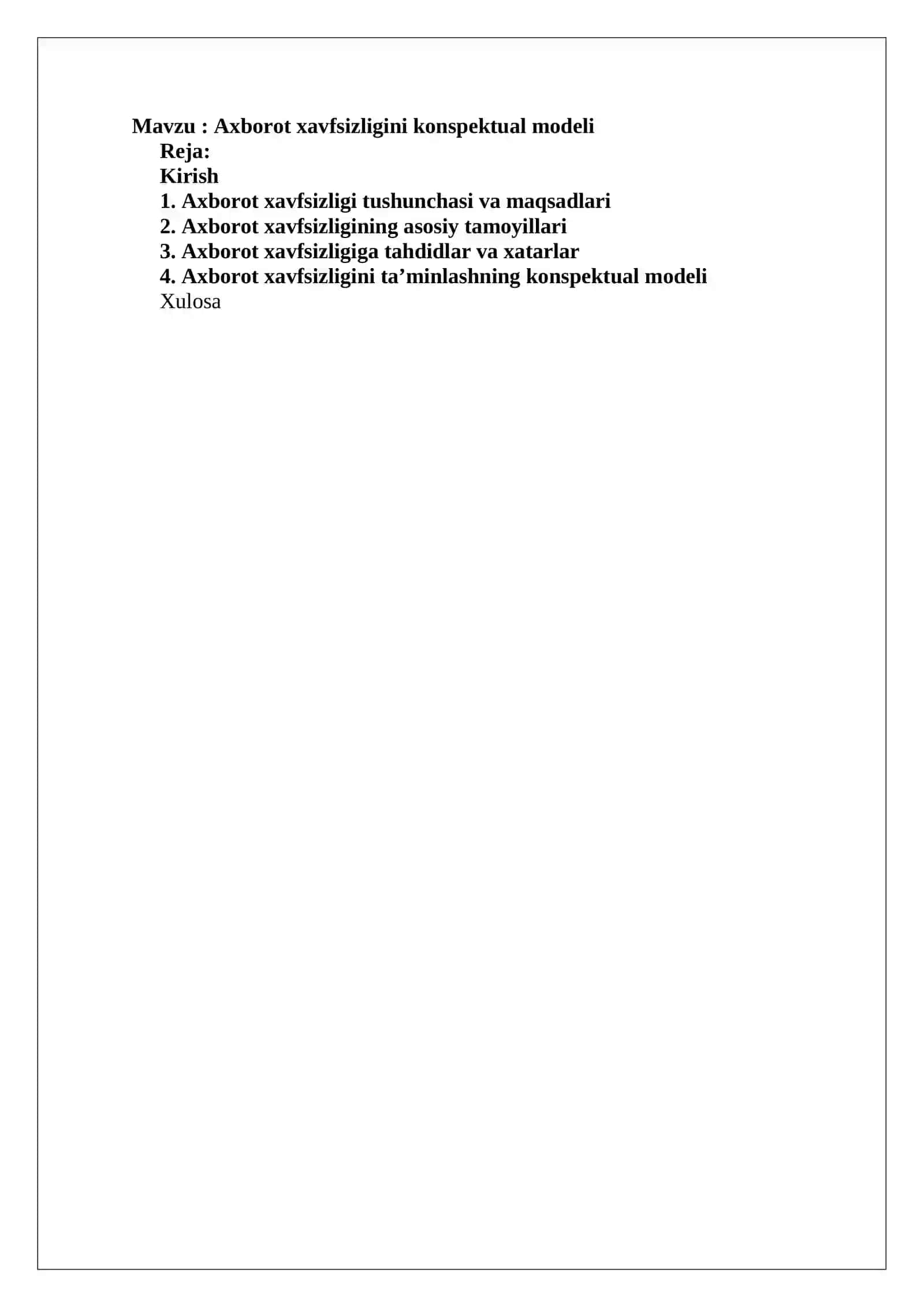 Axborot xavfsizligini konspektual modeli 2