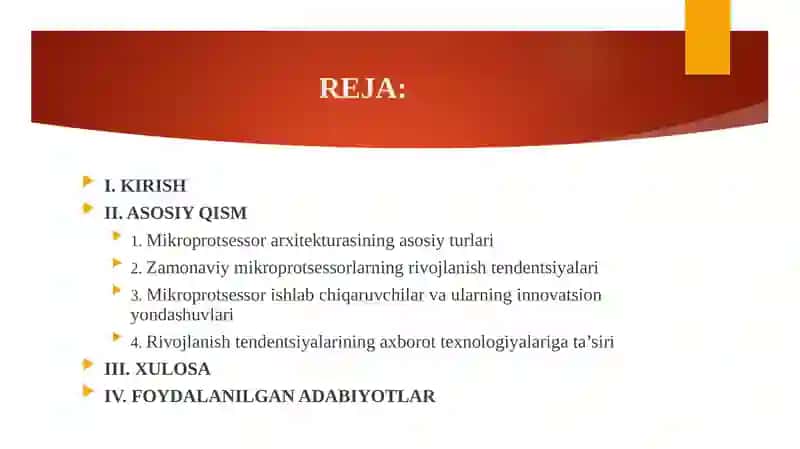 Mikroprotsessor arxitekturasining rivojlanish tendentsiyalari 2