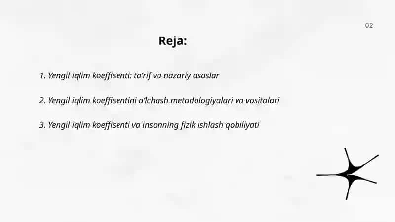 Yengil iqlim koeffisenti va eng yuqori ishlash 2
