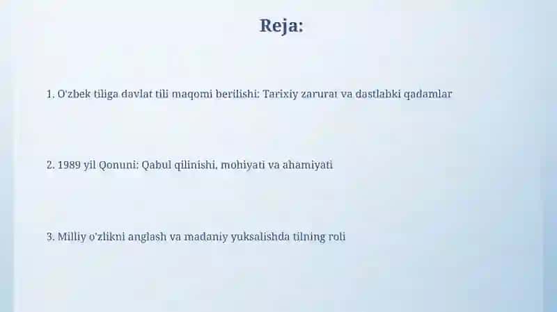 O'zbek tiliga davlat tili maqomi berilishi 2