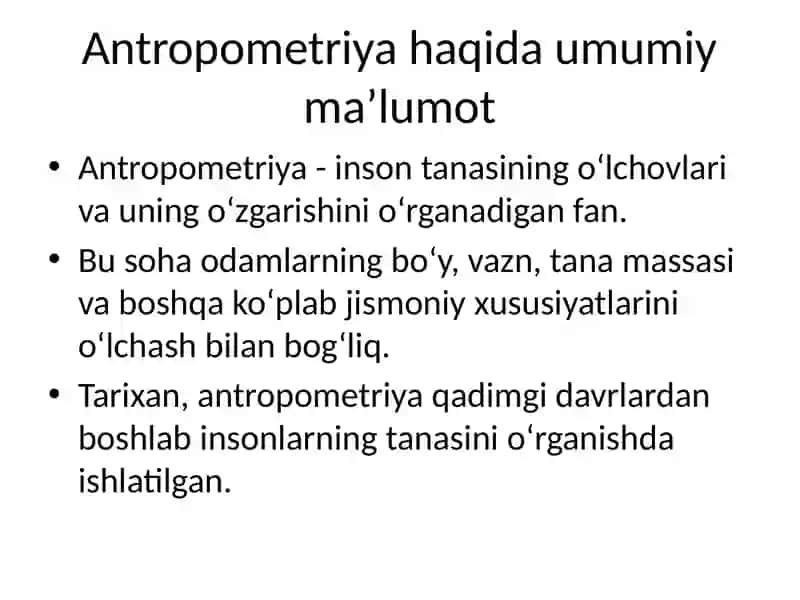 Antropometriya haqida tushuncha 2