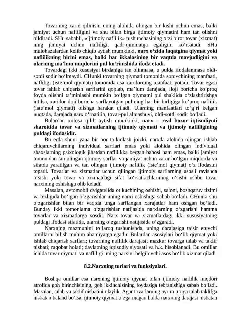 NARXNING MOHIYATI VA SHAKLLANISH XUSUSIYATLARI 2