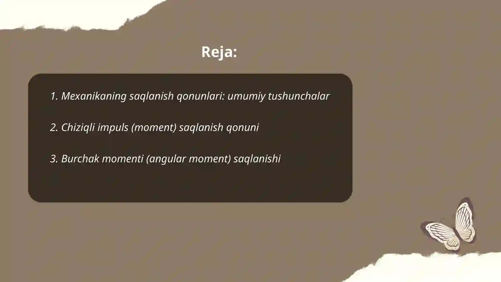 Mexanikaning saqlanish qonunlari 2