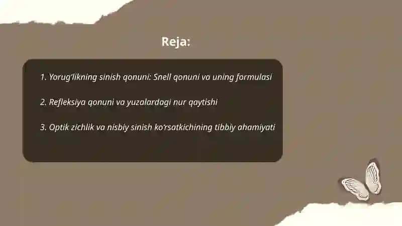 Yorug‘liking sinish va qaytish qonuni 2