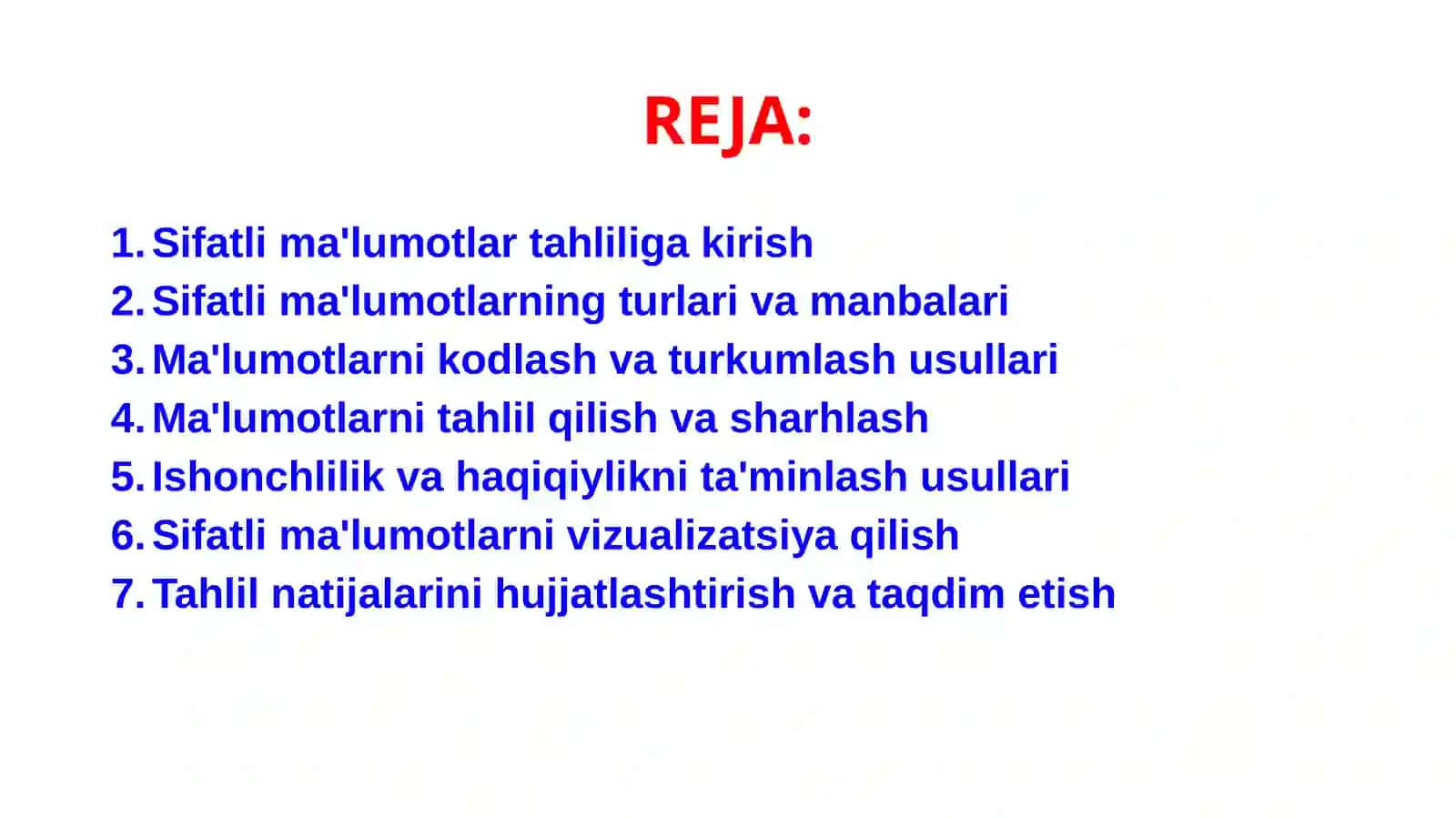 Sifatli ma'lumotlarni tahlil qilish 2