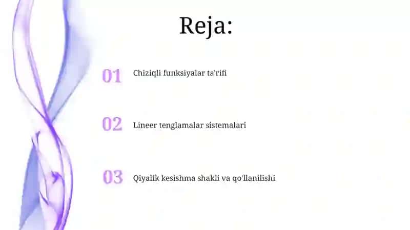 Chiziqli funksiyalar sinfi 2