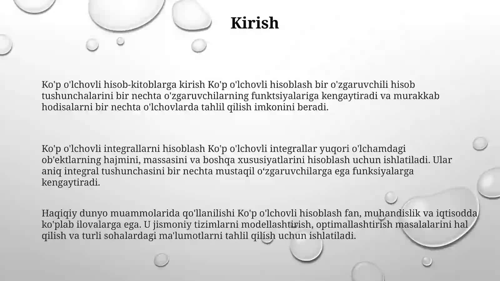 Ko'p o'lchovli Integralni Hisoblash 2