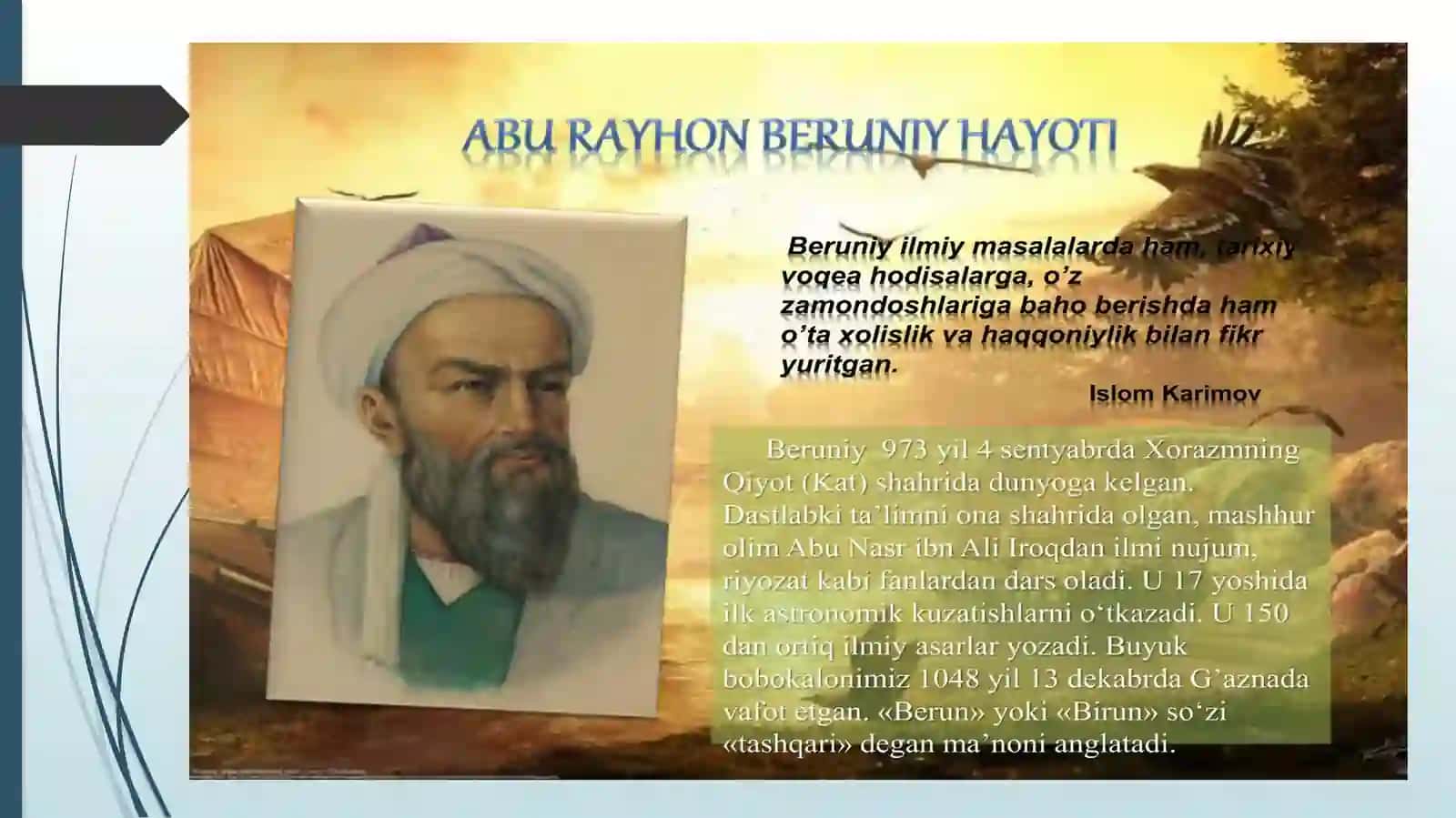 Abu Rayhon  Beruniyning ta’lim-tarbiyaviy qarashlari 2