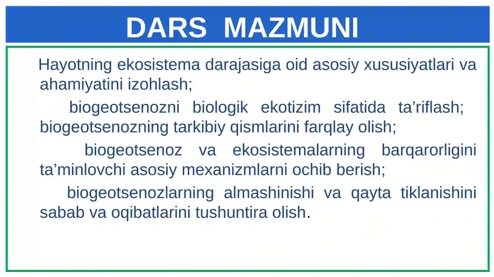 Biogeotsenoz va Ekosistemalar 2