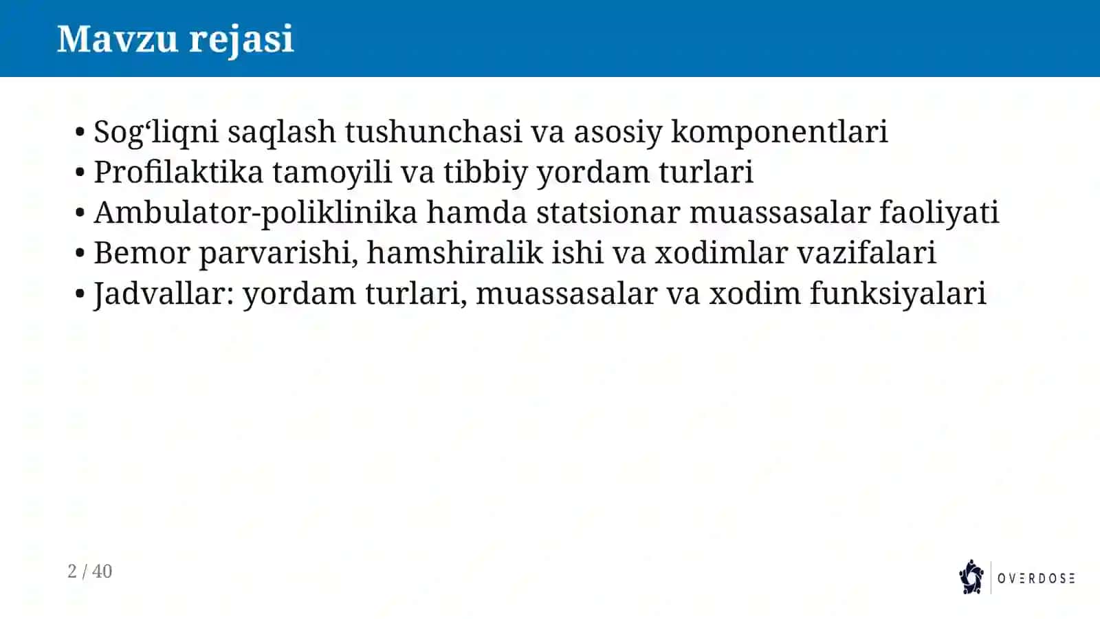 TIBBIYOT KASBIGA KIRISH 2