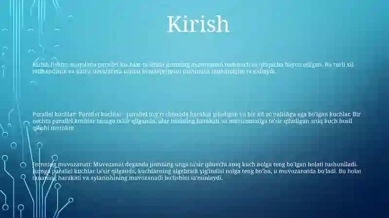 Paralel Kuchlar Tasirida Jism Muozanati 2