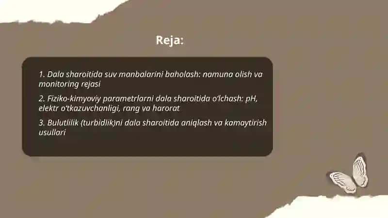 Dala sharoitida suvning sifatini yaxshilash va uni baholash usullari 2