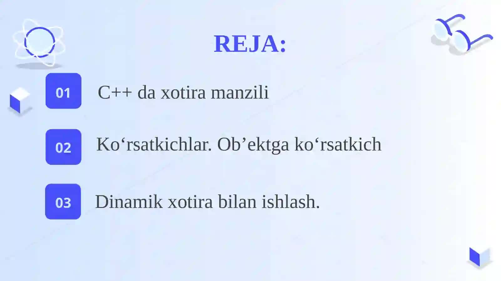 Koʻrsatkichlar va dinamik xotira bilan ishlash 2