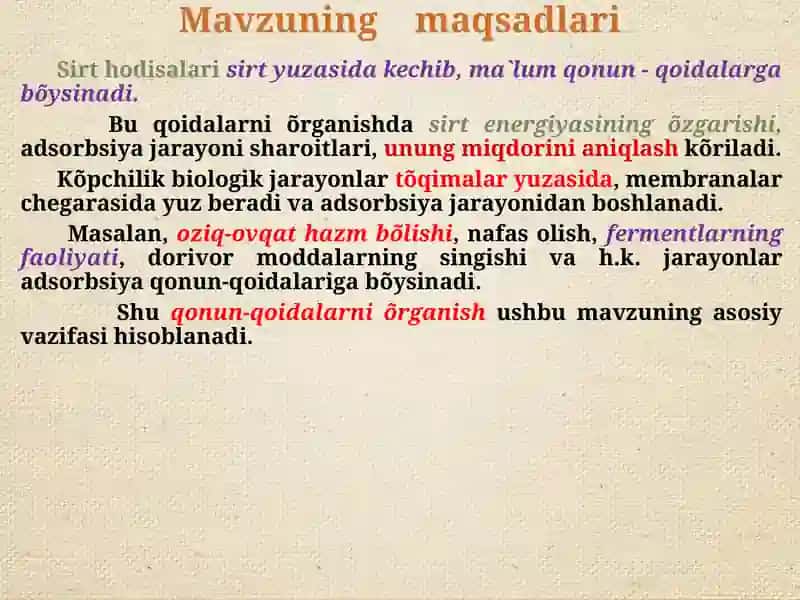 SIRT HODISALARIVAADSORBSIYA 2