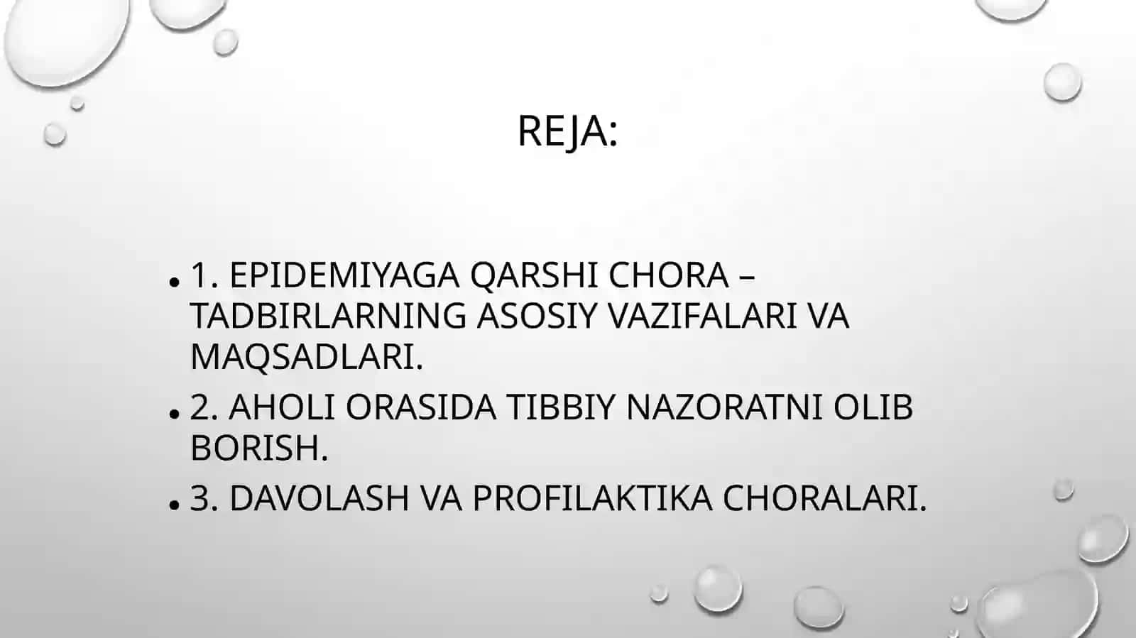 Epidemiyaga qarshi choralar 2