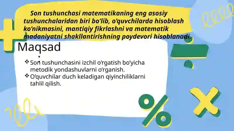 Son tushunchasini kiritish,kengaytirish va o'qitish 2