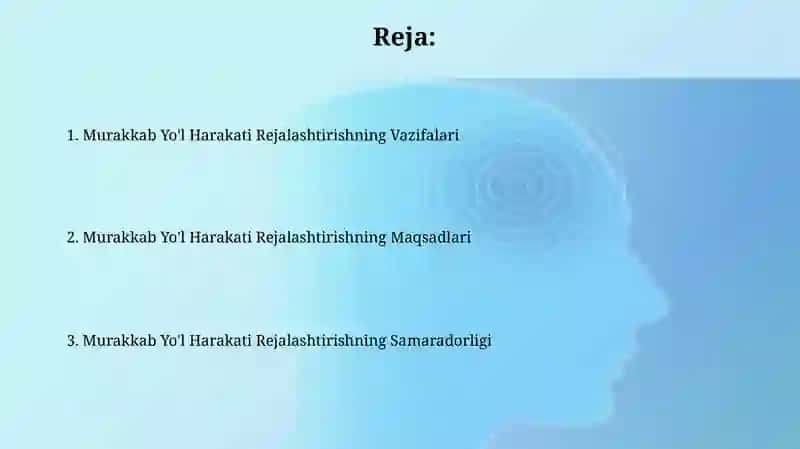 Murakkab Yo'l Harakati Rejalashtirishning Vazifalari 2