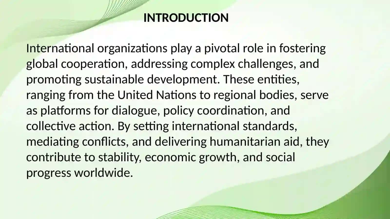 International Organizations and Their Global Roles 2