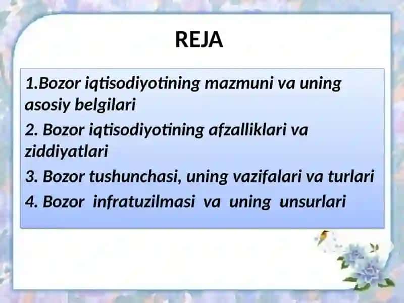 Bozor iqtisodiyoti va uning amal qilishi 2
