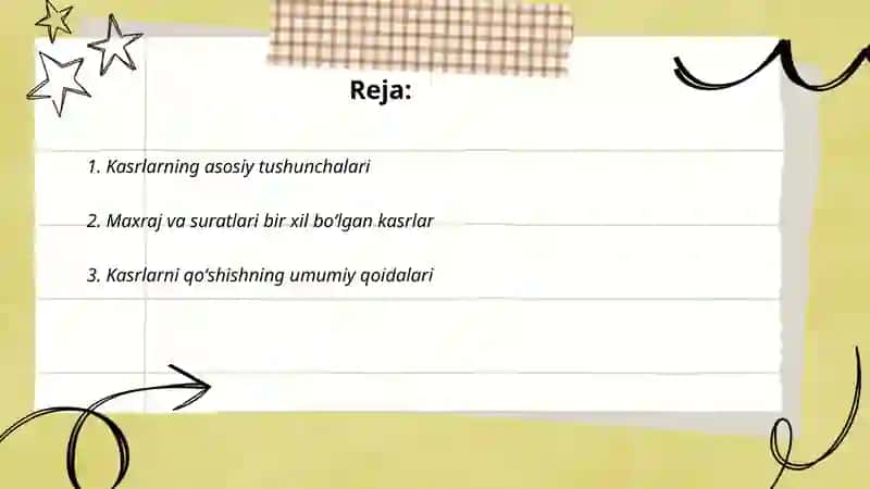 Kasrlar va ularning maxraj va suratlari 2