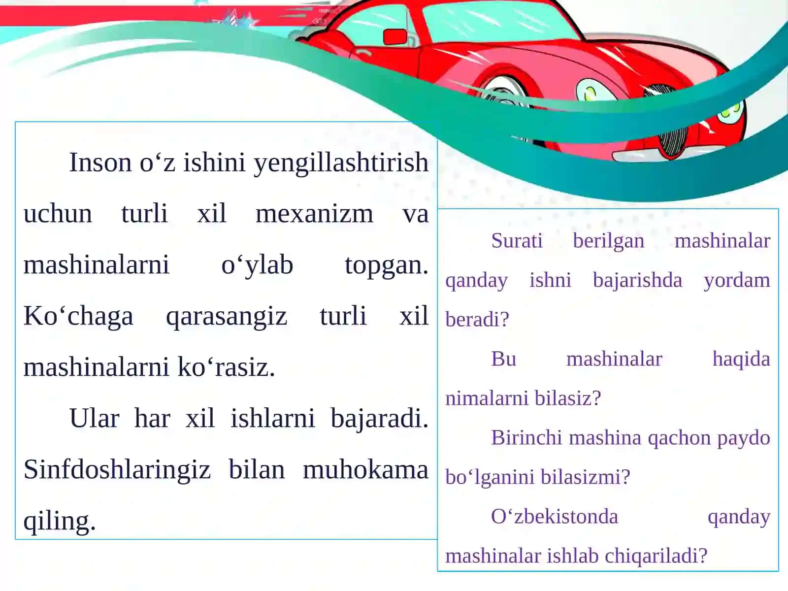 4-sinf texnologiya darsligi asosida 18-mavzu: Mexanizm va mashinalar 2