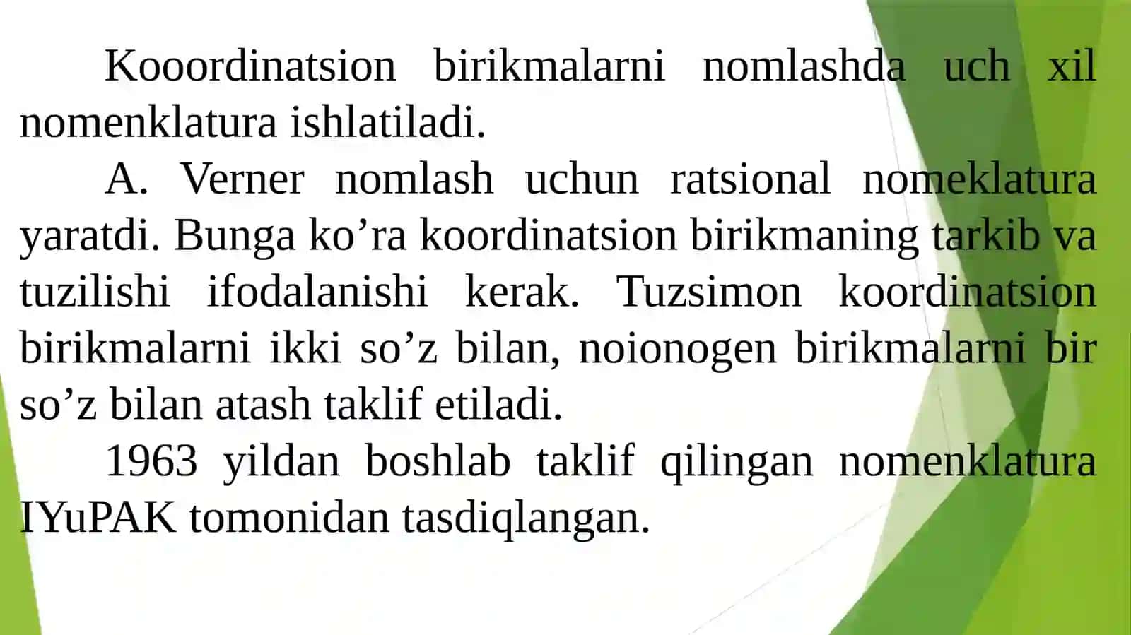 Koordinatsion birikmalarni omlash 2