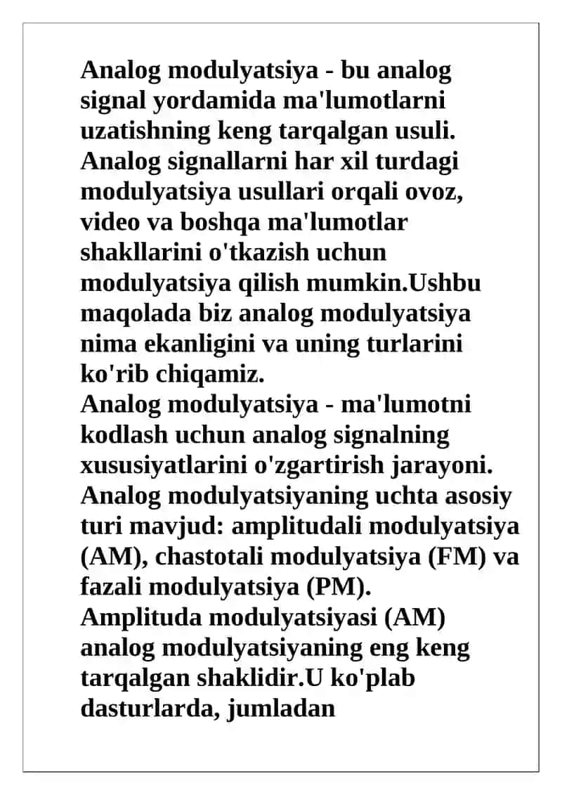 Analog Signallarni Modulyatsiya Qilish Usullari 2