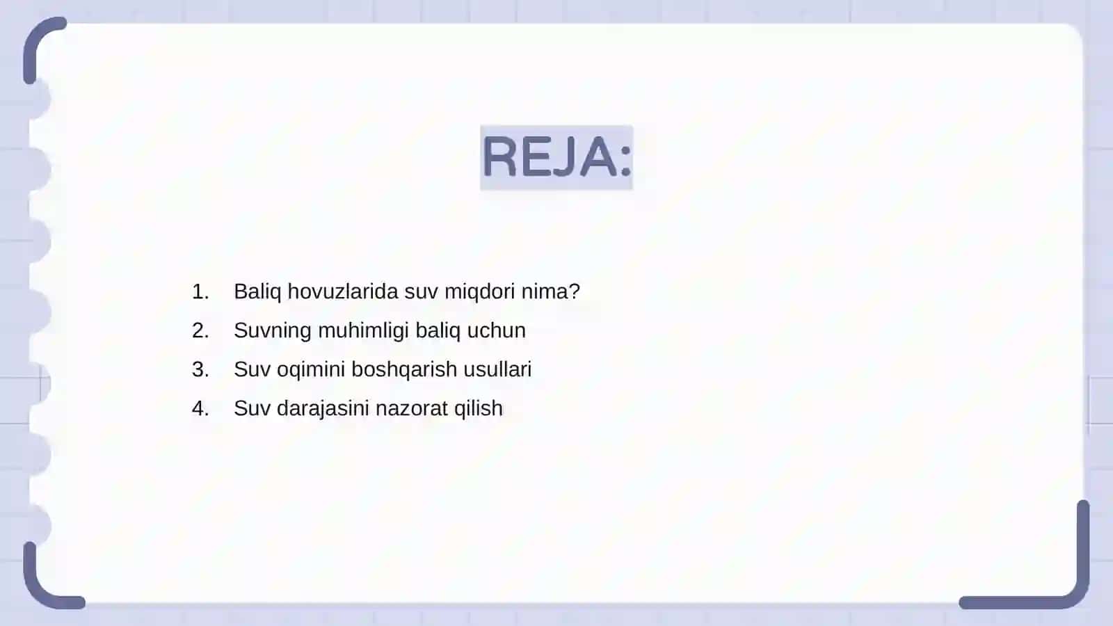 Baliq hovuzlarida suv miqdorini boshqarish 2