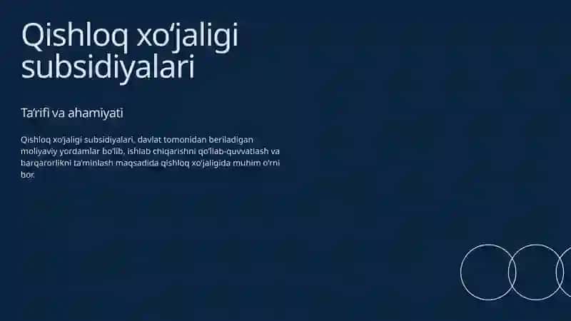 Qishloq Xo‘jaligi Subsidiyalari 2