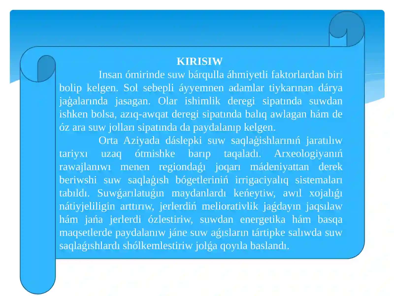 Orta Aziyaning suw saqlash tariyxı 2