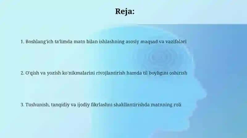 Boshlanğich ta'limda matn ustida ishlashning maqsad va vazifalari 2