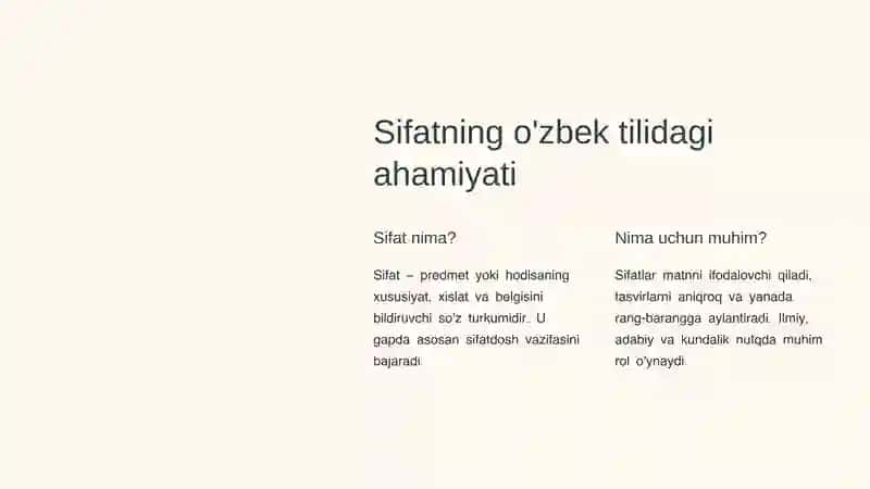Sifat so'z turkumini o'rganish 2