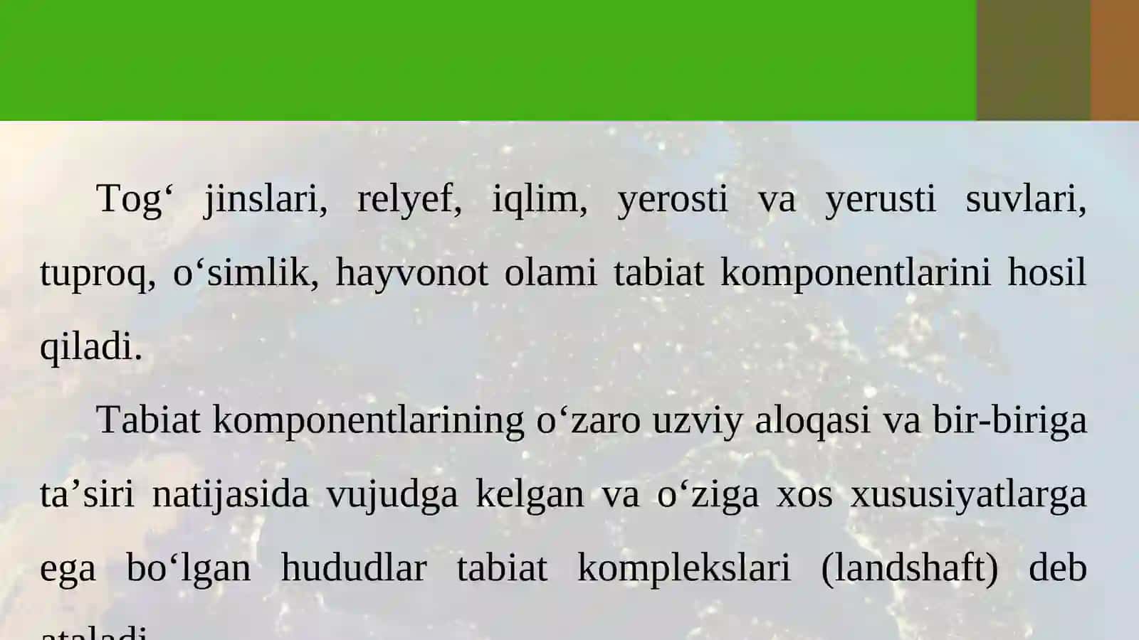 Tabiat komplekslari, ularning almashinishi va zonalligi 2
