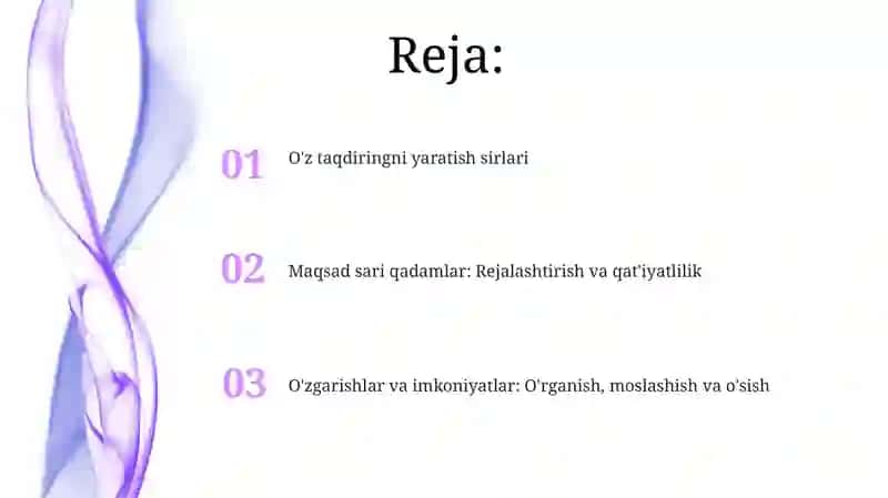 O'z taqdiringni yaratish sirlari 2