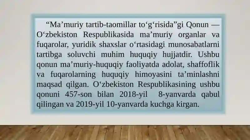Ma’muriy tartib-taomil prinsiplari qo’llanishi 2