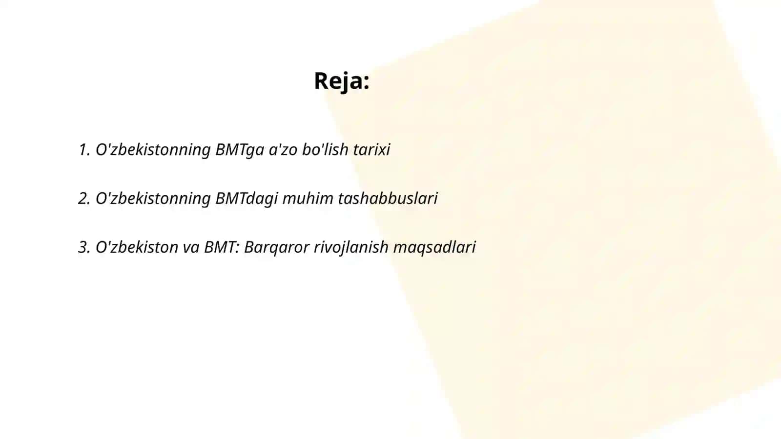 O'zbekistonning BMTga a'zo bo'lish tarixi 2