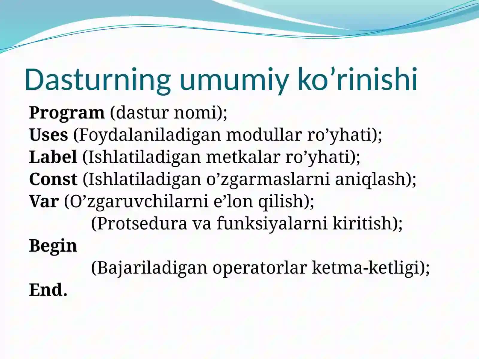 Dasturlar turi 2